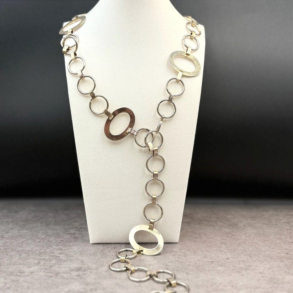 Vintage Two Tone Gold Silverโ Chunky Open Circle Oval Link Statement Bold Chain